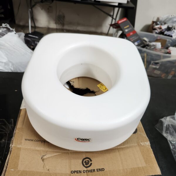 ** USED **Carex Toilet Seat Riser - Adds 5 Inch of Height to Toilet - Raised Toilet Seat With 300 Pound Weight Capacity - Slip-Resistant (White) | EZ Auction