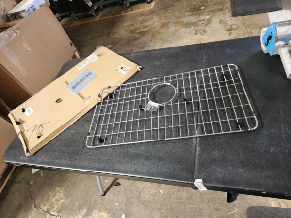 Stainless Steel Sink Grid and Protectors for Bottom of Kitchen Sink, 26" x 14" with Rear Drain for Single Sink Bowl | EZ Auction