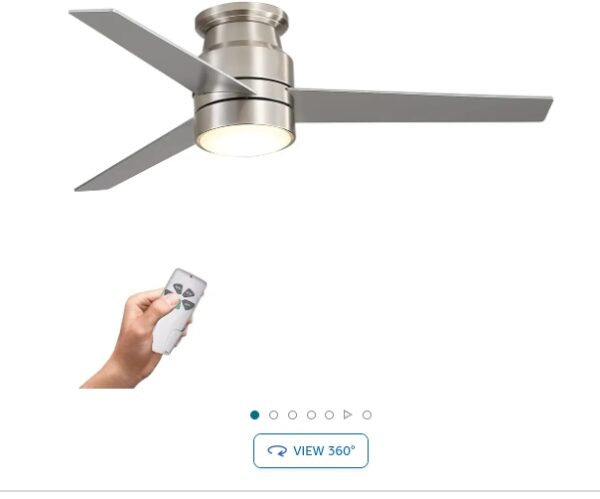 warmiplanet Flush Mount Ceiling Fan with Lights Remote Control, 52-Inch, Brushed Nickel(3-Blades)(Renewed) | EZ Auction