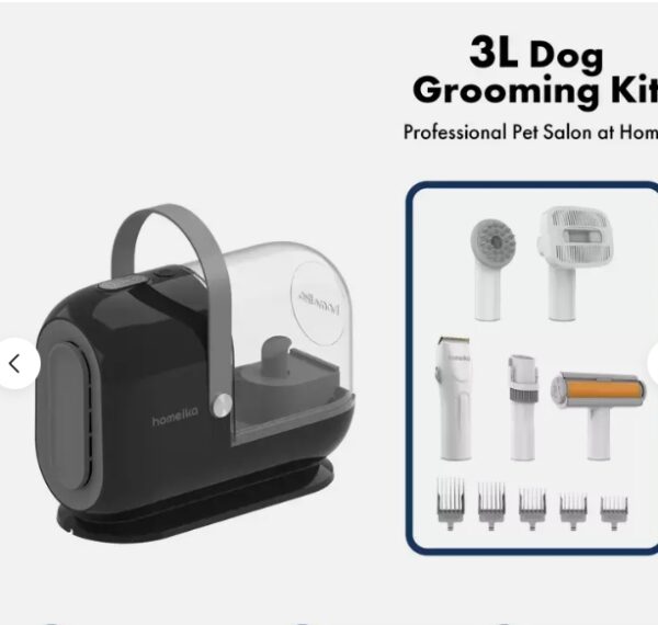 Homeika Pet Grooming Kit, 3.0L Dog Hair Vacuum Suction 99% Pet Hair, 7 Pet Grooming Tools, Storage Bag, 5 Nozzles, Quiet Pet Vacuum Groomer with Massage Nozzle for Shedding Dogs Cats | EZ Auction