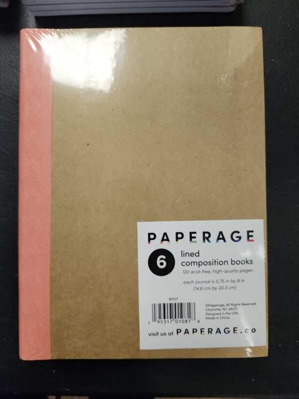 PAPERAGE 6-Pack Composition Notebook Journals, 120 Pages, Kraft Cover with Rainbow Spines, College Ruled Lined Paper, Small Size (8 in x 5.75 in) – For Home, Office or School Supplies | EZ Auction