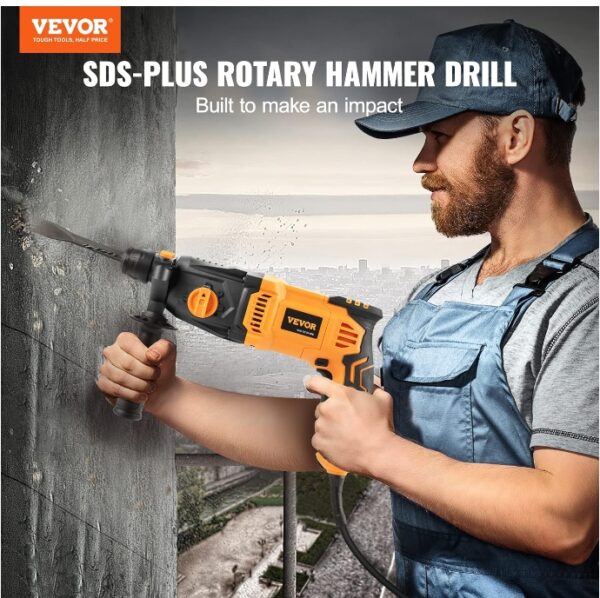 VEVOR 1 Inch SDS-Plus Rotary Hammer Drill, 8 Amp Corded Drills, Heavy Duty Chipping Hammers w/Safety Clutch, Electric Demolition Hammers, Taladro Rotomartillo, Power Tool For Concrete | EZ Auction