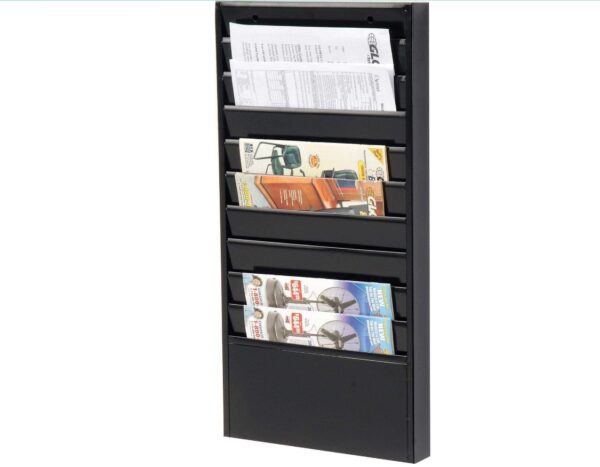 ***USED BUT IN GREAT CONDITION***Global Industrial Steel Medical Chart Hanging Wall File Holder, 10 Pockets, Black | EZ Auction