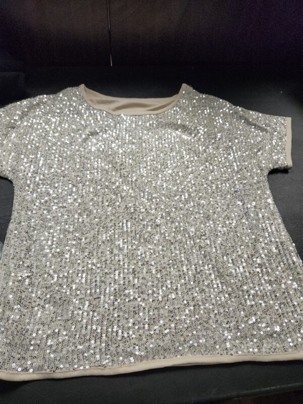 ***WOMENS SIZE SMALL***Women's Sequin Tops Sparkly Glitter Blouses Sequined Short Sleeve Shirts for Holiday Club Night S | EZ Auction