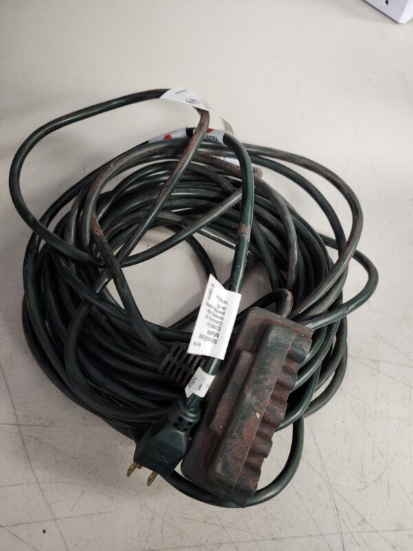 ***USED***Outdoor Green Extension Cord 50 ft, 3 Prong, for Light or Heavy Duty Electrical Equipment and Appliances, Weatherproof, Durable, Christmas Light Extension, 16 AWG 13A 125V 1625W ETL Listed | EZ Auction