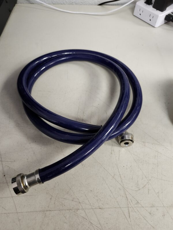 ***1 PACK BLUE HOSE ONLY***Washing Machine Hoses (4FT) - Burst Proof - 3-Layer PVC Coated Stainless Steel - Universal Fit to All Wash Machines (2 Pack) - 90° Connection for Tight Spaces - Washer Water Supply Line | EZ Auction