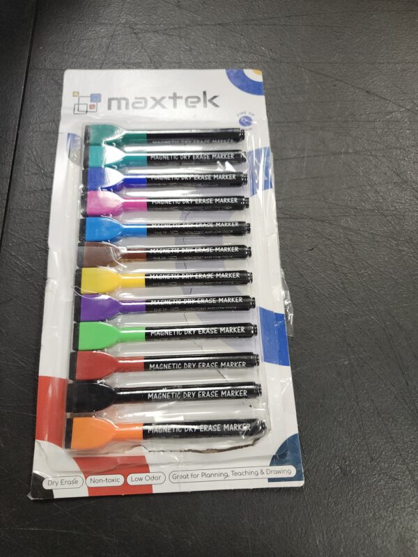 maxtek Low Odor Dry Erase Markers, Ultra-Fine Tip, Magnetic Whiteboard Markers with eraser, Assorted Colors, 10 Count | EZ Auction