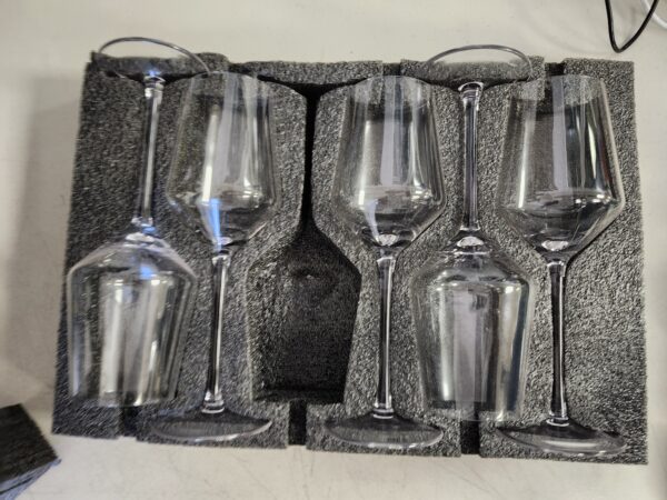 ***1 GLASS MISSING***Red Wine Glasses Set of 6, 15 oz Exquisite Hand Blown Crystal Wine Glasses, White Modern Wine Glasses with Stem, Ideal Gift for Martini Set, Toasting at Weddings, Anniversaries, or Birthdays | EZ Auction