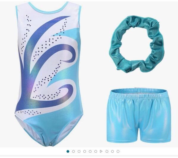 SIZE 9-10 YEARS* Gymnastics Leotards for Girls with Shorts and Hairband,Embroidery Glitter Unitards,One Piece Dancewear 5-12Years | EZ Auction