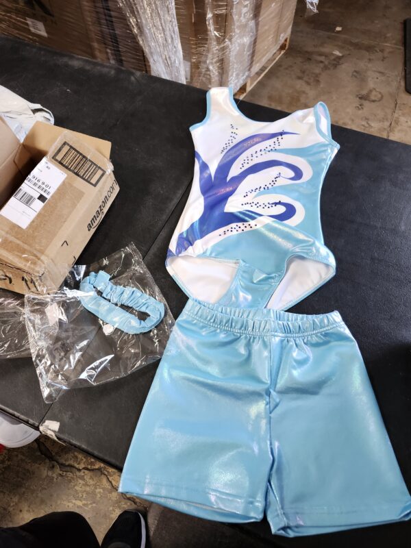 SIZE 9-10 YEARS* Gymnastics Leotards for Girls with Shorts and Hairband,Embroidery Glitter Unitards,One Piece Dancewear 5-12Years | EZ Auction