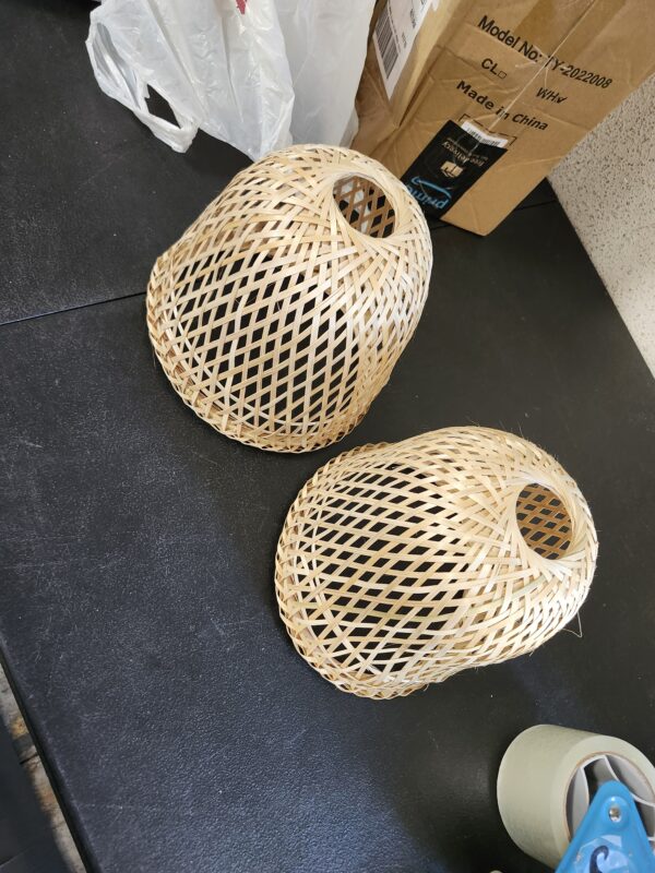 2pcs Bamboo Lampshade Wall Light Fixtures Drum Lampshade Bamboo Light Fixture Rattan Pendant Light Hanging Lamp Shade Basket Lamp Shade Bamboo Weaving Bulb Cylinder Child | EZ Auction