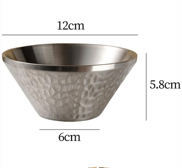 Stainless Steel Bowl Double Walled Serving Bowl Heat Insulated Multipurpose Soup Bowl Mixing Bowl for Restaurant Dining Table, 12cm | EZ Auction