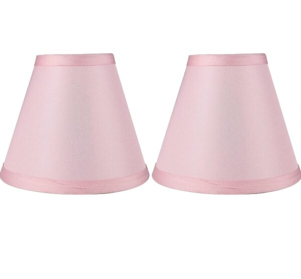 Urbanest Set of 2 Satin Chandelier Lamp Shade, 3-inch by 6-inch by 5-inch, Pink, Clip-on, Hardback | EZ Auction