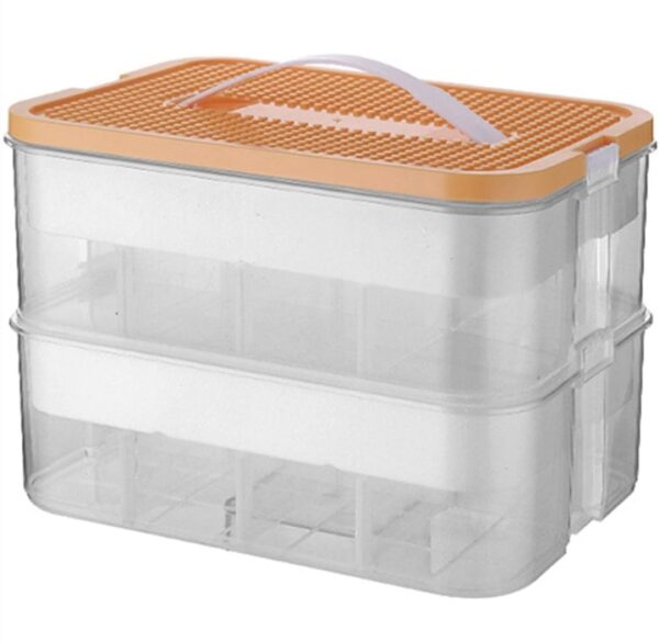 YOUTHINK Stackable Plastic Toy Storage Bin Efficiently Organizes Small Bricks with Lid for Kids Easy Access (2 Tiers Yellow (30.5x23x23cm)) | EZ Auction