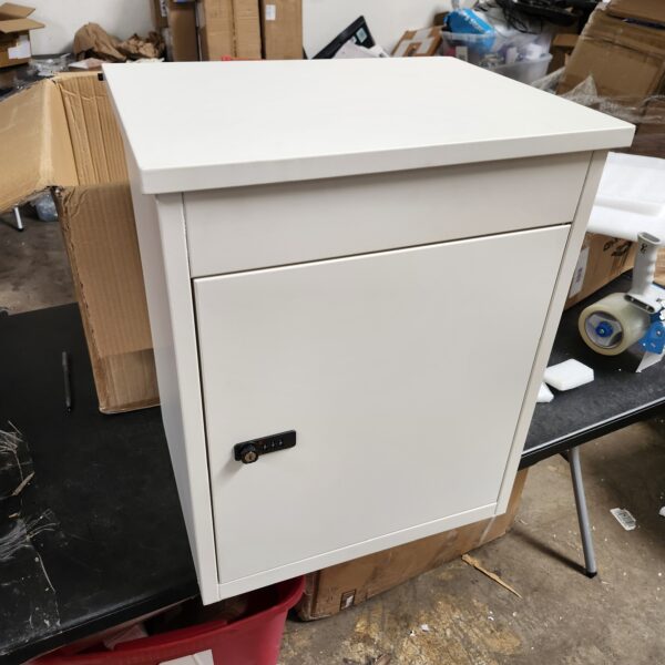 Milky White Package Drop Box 22inch Parcel Delivery Box Large Capacity Mailbox Secure Storage Compartment with Lock for Home Garden (Milky White) | EZ Auction