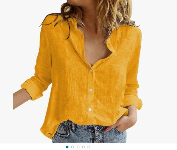 SIZE L* Women's Loose Button Solid Lapel Long Sleeves T Shirt Blouse Tops Full Sleeve Shirts for Women | EZ Auction