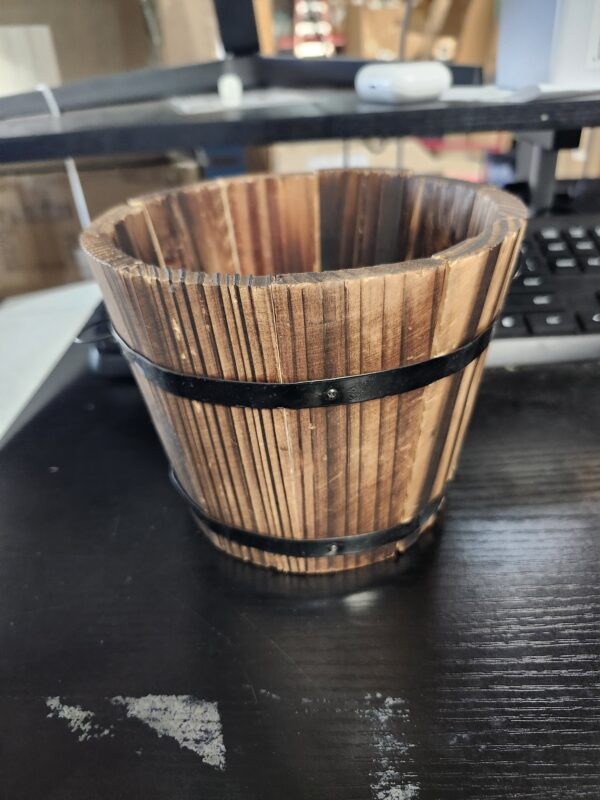 Wooden bucket barrel planters Bucket Barrel Planters Whiskey Flower Pots Round Garden Plant Pot for Indoor Outdoor Home Garden Patio Decoration Size wooden flower pots S wooden succulent planter | EZ Auction