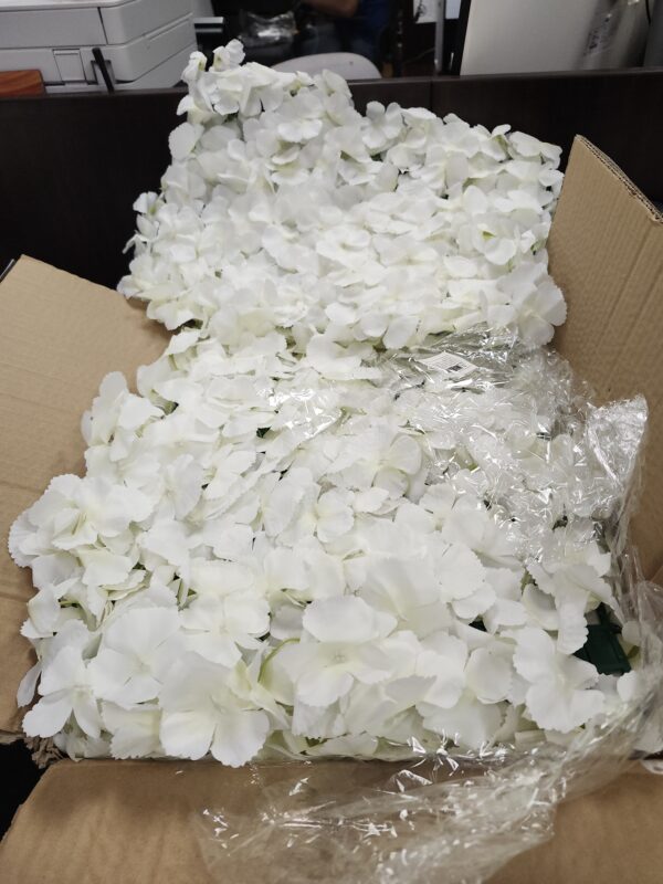 White Floral Wall Backdrop 24 Packs 15x15 Inches 3D Artificial Floral Wall Panels for Wedding Anniversary Party Decorations | EZ Auction