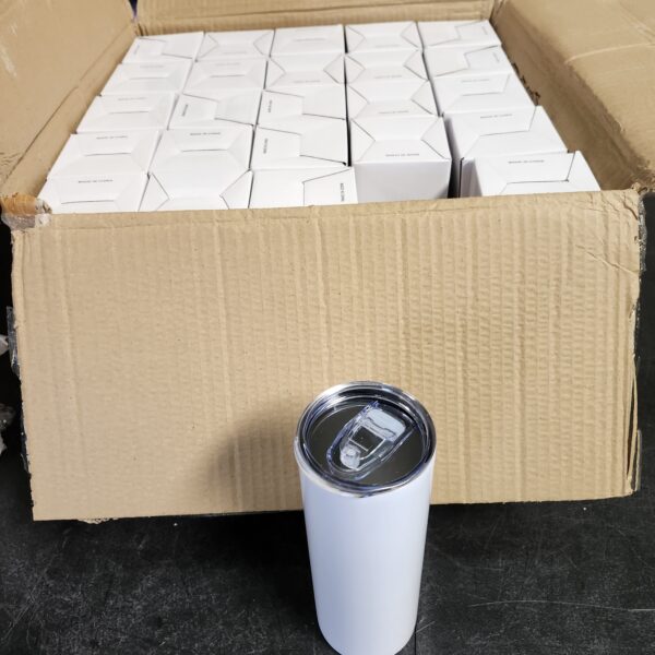 20 Pieces 20 OZ Sublimation Blanks Tumbler Bulk Straight Skinny White Tumblers Coffee Cups with Lid and Straw | EZ Auction