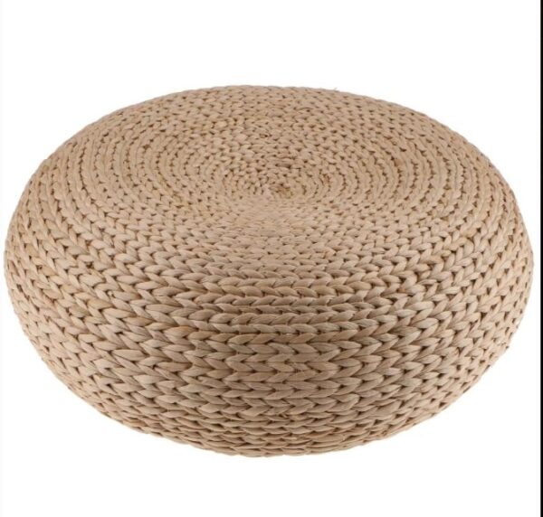 Knitted Straw Flat Seat Cushion, 15.7inch Round Pouf Tatami Cushion Floor | EZ Auction