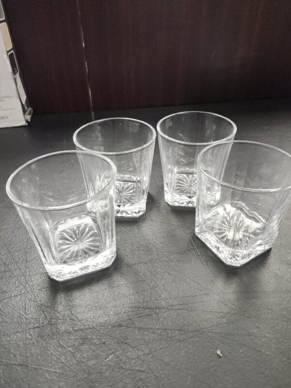 *** PICTURE FOR REFERENCE***LUXU Whiskey Glasses(Set of 4)-11 oz sculpted Scotch Glass,Old Fashioned Glasses,Crystal Bourbon Rock Glasses,Large Bar Glasses,Unique Glassware Tumblers for Cocktails | EZ Auction