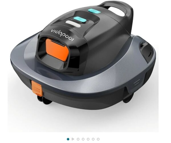 ***USED***Cordless Robotic Pool Vacuum Cleaner,Portable Swimming Pool Vacuum Self-Parking Technology with LED Indicator,Ideal for above Ground/Flat Pools up to 860 Sq.Ft,Lasts 90 Mins Grey | EZ Auction