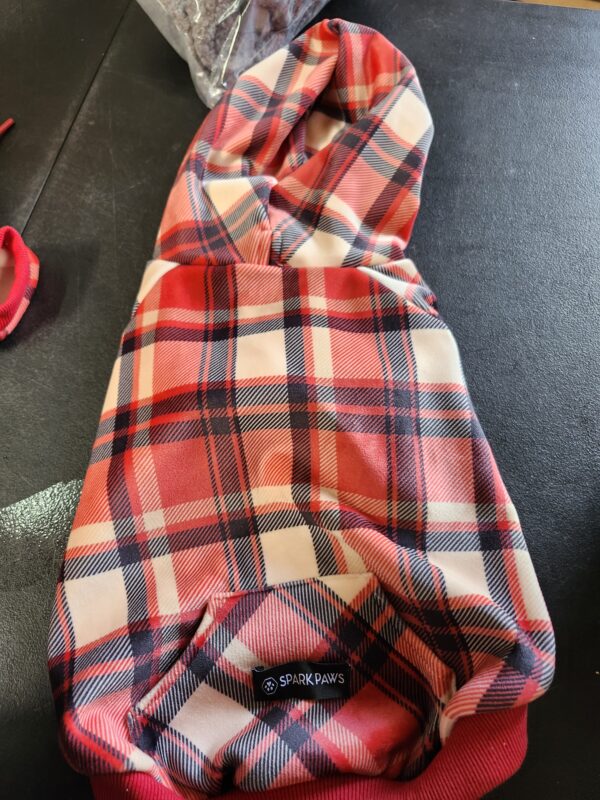 Spark Paws Dog Hoodie - Premium Quality, Buttery Soft, Superior Comfort and Fit, Calming Fleece Interior, Suitable for All Breeds - Red Plaid, XL | EZ Auction