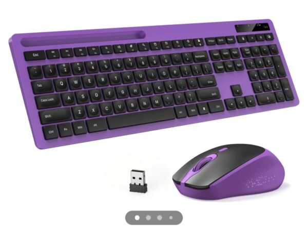 2.4GHz Silent USB Wireless Keyboard and Mouse Combo - Full-Size Keyboard with Phone Holder and Mouse for Computer, Desktop and Laptop (Purple) - Copy | EZ Auction