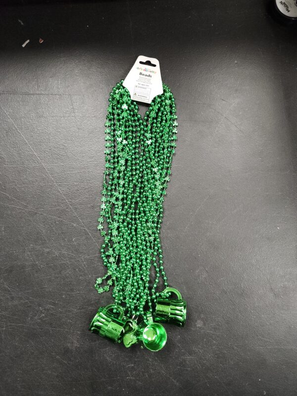 GIFTEXPRESS Beer Mug Charm Bead Necklaces - 12 Piece Party Favor Beads for Men, Women & Kids - 33" Long Plastic Decoration Beaded Necklace - Bulk Pendant Accessories for St. Patricks Day, Mardi Gras & Christmas | EZ Auction