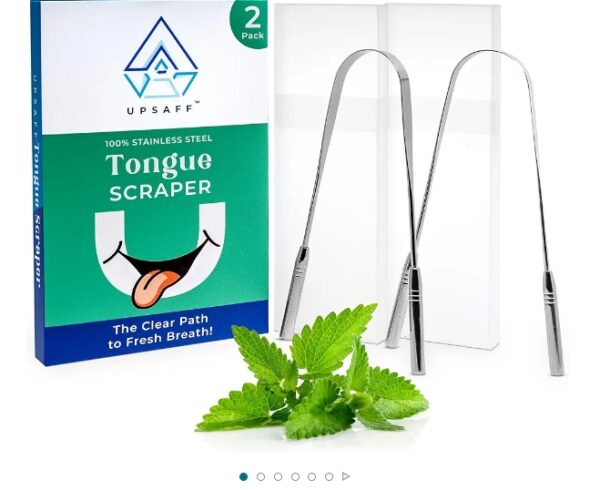 Tongue Scraper for Adults - 2 Pack (Travel Cases Included) -100% Stainless Steel Tongue Cleaner for Fresh Breath - Easy to Use Tongue Scraper Cleaner for Oral Care & Hygiene | EZ Auction