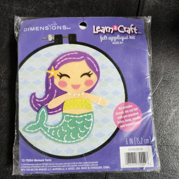 Dimensions Learn-A-Craft Felt Applique Kid's Craft, Mermaid | EZ Auction