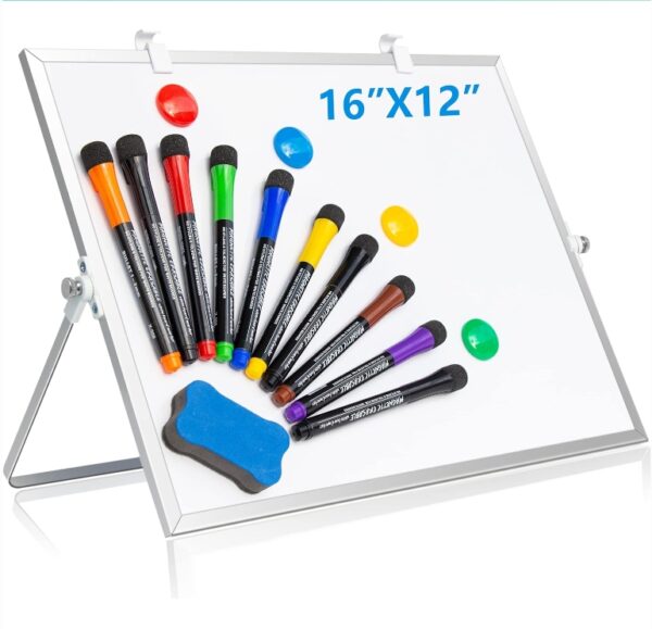 Magnetic Dry Erase Board, 16"X12" Desktop Whiteboard, Small White Board for Drawing, Memo, to Do List, Planning | EZ Auction