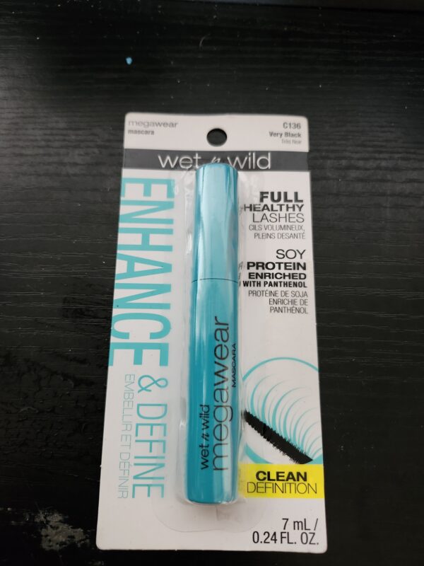 wet n wild Enhance and Define Megawear Mascara, Gentle Gel Volumizing Formula that Promotes Full & Healthy Lashes, Enriched with Soy Protein & Panthenol, Cruelty-Free & Vegan - Black - Copy | EZ Auction