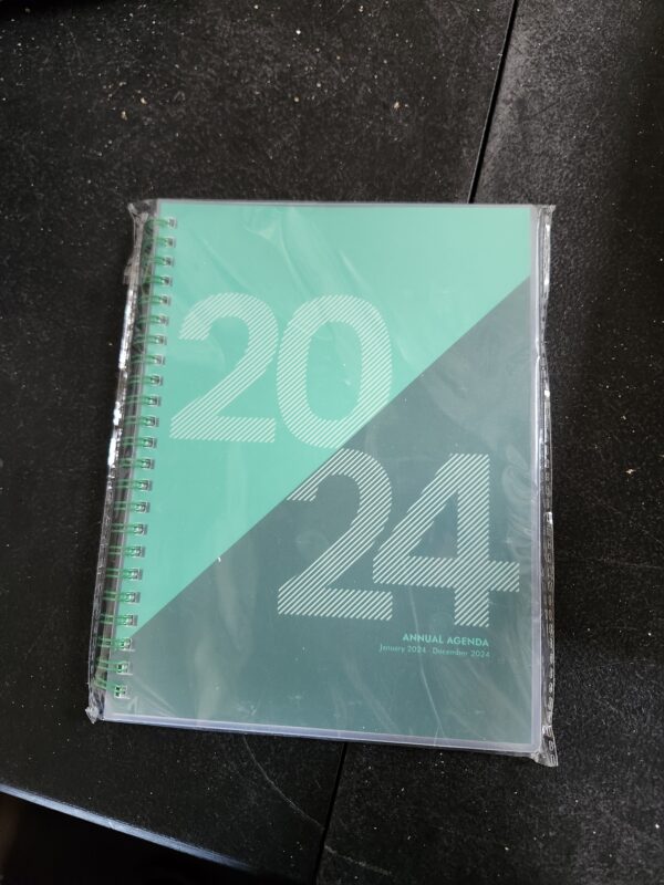 Rileys 2024 Planner - Day Planner 2024 Daily Weekly & Monthly, Flexible Cover, Notes Pages, Twin-Wire Spiral Binding, Agenda Planner, Geographic (8.5 x 11 inches, Green) | EZ Auction