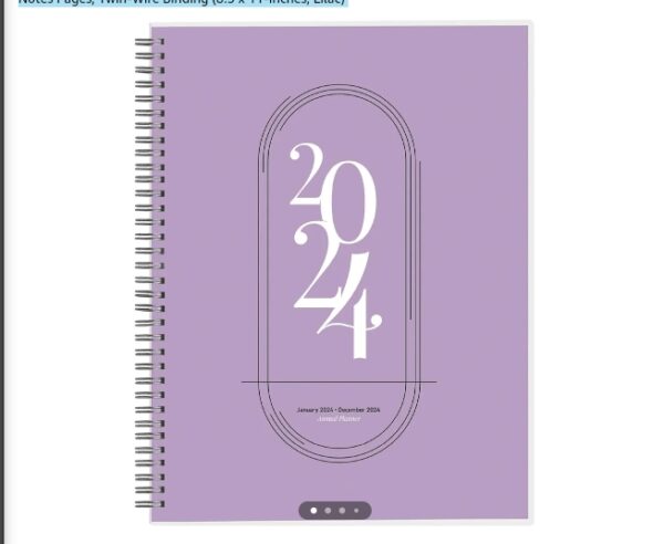 Rileys 2024 Weekly Planner - Annual Weekly & Monthly Agenda Planner, Jan - Dec 2024, Flexible Cover, Notes Pages, Twin-Wire Binding (8.5 x 11-Inches, Lilac) | EZ Auction