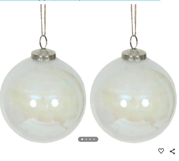 Set of 2 Christmas Hanging Balls, Ornaments, Spheres, Decorative Balls 5 Inch Pearl White Glass | EZ Auction