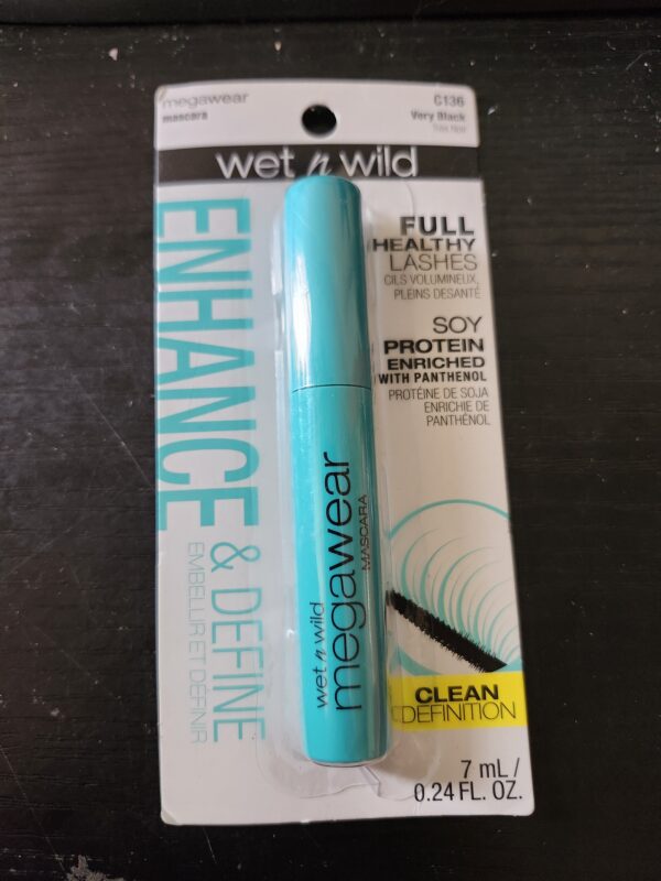 wet n wild Enhance and Define Megawear Mascara, Gentle Gel Volumizing Formula that Promotes Full & Healthy Lashes, Enriched with Soy Protein & Panthenol, Cruelty-Free & Vegan - Black | EZ Auction