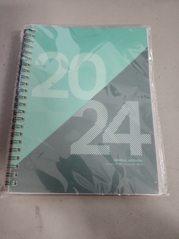 Rileys 2024 Planner - Day Planner 2024 Daily Weekly & Monthly, Flexible Cover, Notes Pages, Twin-Wire Spiral Binding, Agenda Planner, Geographic (8 x 6 inches, Green) | EZ Auction