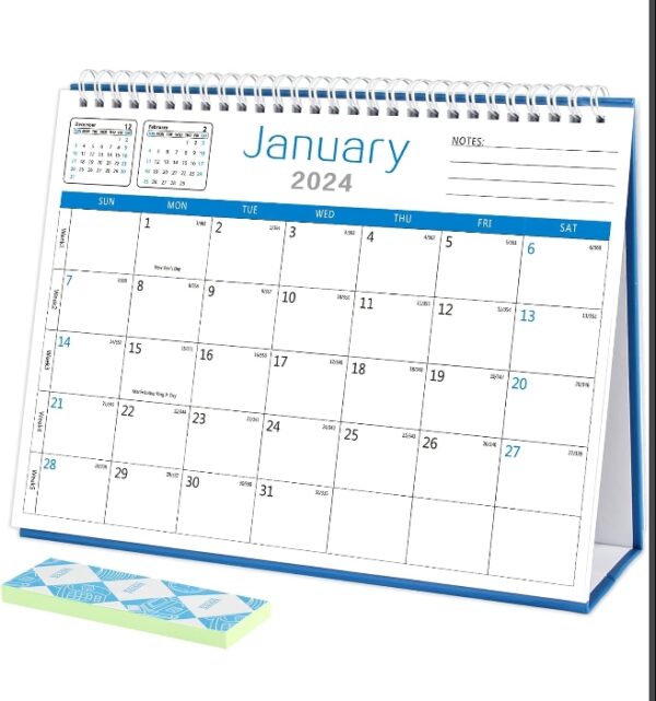 Desk Calendar 2024-2025 Monthly Desk Calendar from January 2024-June 2025 10"×8" Standing Flip Desktop Calendar with Strong Twin-Wire Binding Thick Paper and Writing Blocks for New Year and Christmas | EZ Auction