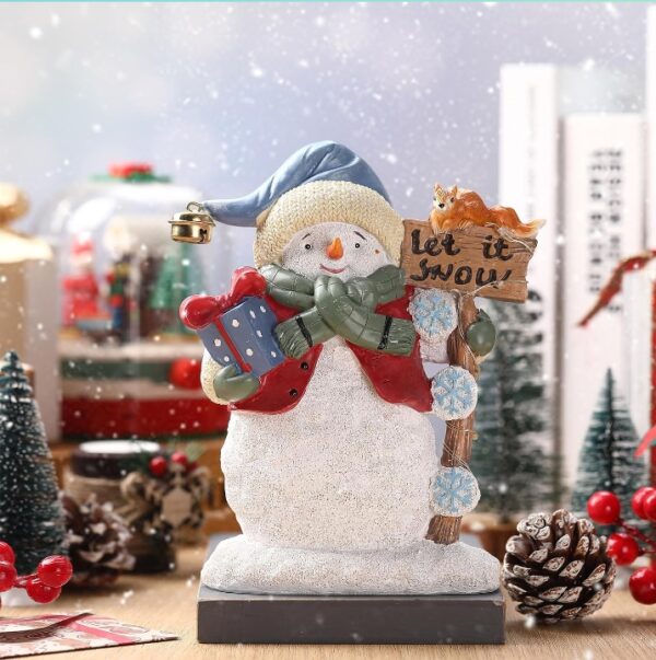 Pinkunn Winter Snowman Statue with LED Lights for Christmas Decorations Holiday Decor Figurine for Shelf Bookshelf Desk Fireplace 7.5 Inch Winter Let It Snow Snowman Table Decor | EZ Auction