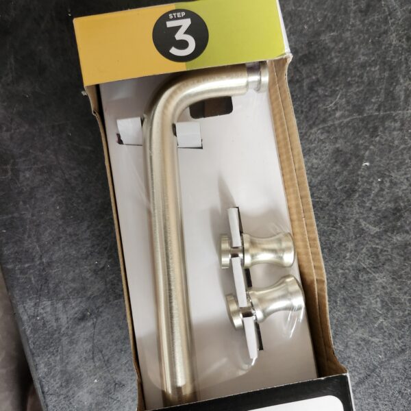 Delta Simplicity 20 in. Shower and Bathtub Door Handle and Knobs in Nickel (3-Pieces) | EZ Auction