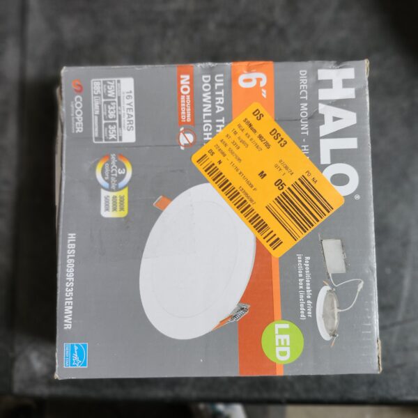 HALO HLBSL Series 6 in. Adjustable CCT Canless IC Rated Dimmable Indoor, Outdoor Integrated LED Recessed Light Kit | EZ Auction