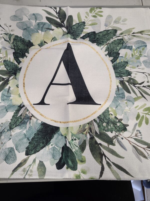 Monogram Letter A Pillow Covers Floral Decorative Initial Throw Pillows for Girls Kids Home Farmhouse Last Name Pillow Case for Sofa Couch Decor GS005-18 | EZ Auction