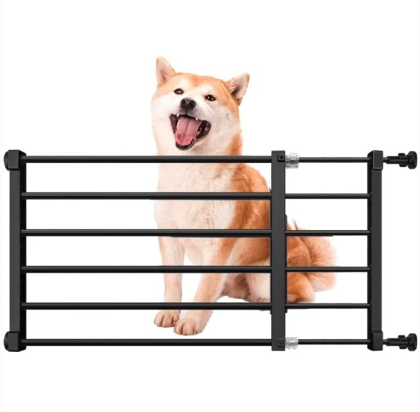 Short Dog Gate Expandable Dog Gate 22"-39.37" to Step Over,Pressure Mount Small Pet Gate,Low Pet Gate-Adjustable,Puppy Gate Indoor for Doorway,Stairs(M(14.17''H), Black) | EZ Auction