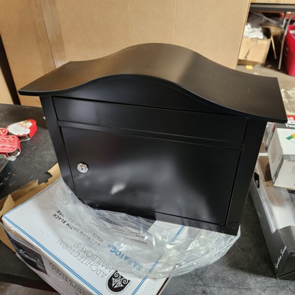 Architectural Mailboxes Saratoga Black, Medium, Steel, Locking Wall Mount Mailbox | EZ Auction