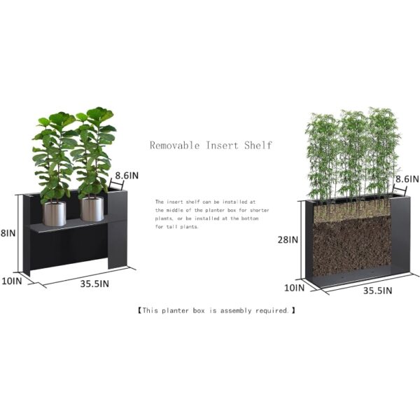 Planter Box Metal Tall Outdoor Planters for Outdoor Plants Galvanized Steel Black | EZ Auction