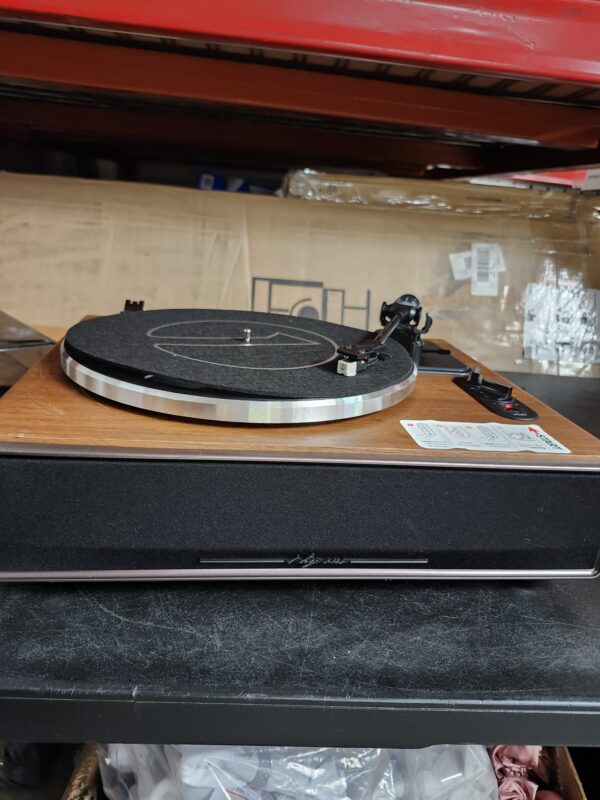 1 by ONE High Fidelity Belt Drive Turntable with Built-in Speakers, Vinyl Record Player with Magnetic Cartridge, Bluetooth Playback and Aux-in Functionality, Auto Off | EZ Auction