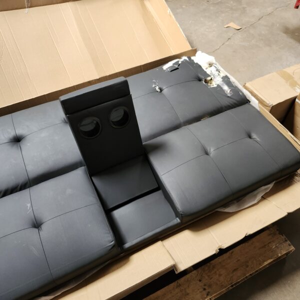 * DAMAGE * MAYKOOSH 66 in. Square Arm 3-Seater Convertible Sofa in Black | EZ Auction