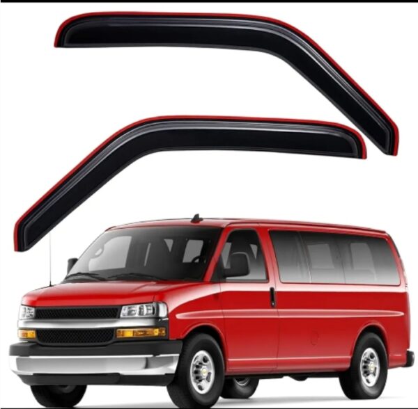 Lightronic WV192455 In-Channel Side Window Deflector & Visor Rain Guards, Dark Smoke, 2-Pieces Set, Fits 1996-2014 Chevrolet Express/GMC Savana 1500, 1996-2024 Chevrolet Express/GMC Savana 2500 & 3500 | EZ Auction