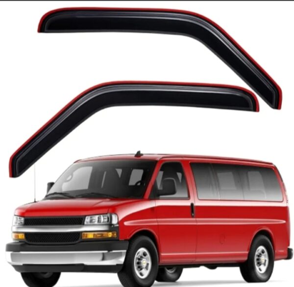 Lightronic WV192455 In-Channel Side Window Deflector & Visor Rain Guards, Dark Smoke, 2-Pieces Set, Fits 1996-2014 Chevrolet Express/GMC Savana 1500, 1996-2024 Chevrolet Express/GMC Savana 2500 & 3500 | EZ Auction